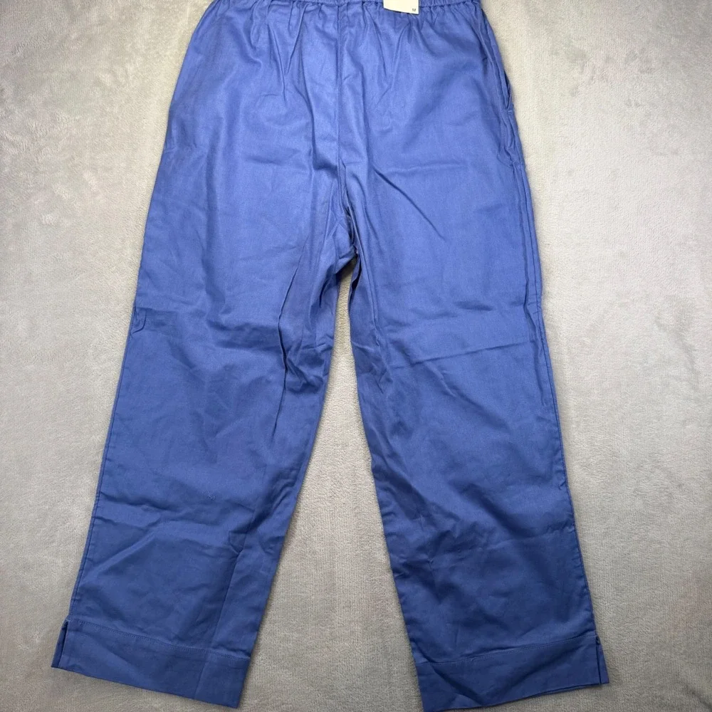 Banana Republic Straight Ankle Pant Blue Linen Blend High Rise Drawstring M NEW